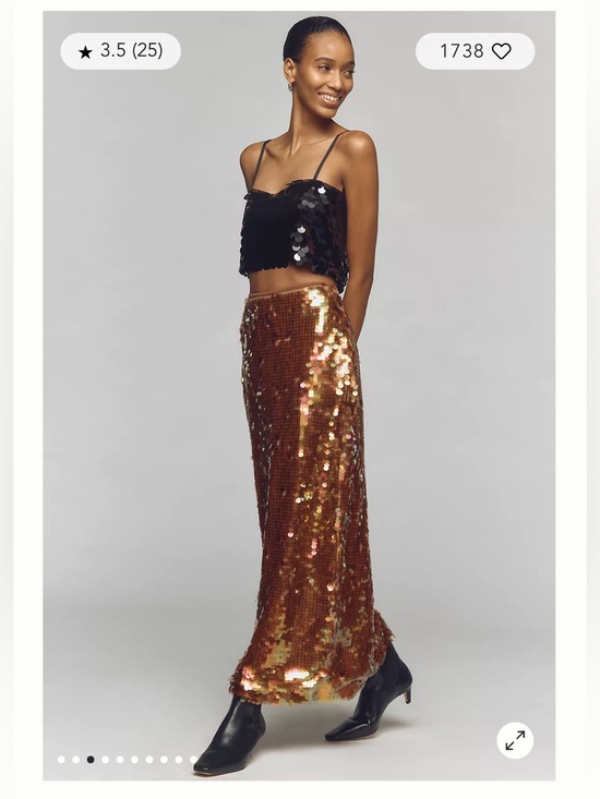 Anthropologie Dresses & Skirts - Anthropologie Iridescent Copper Sequin Maxi Skirt